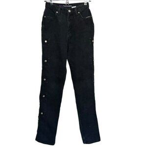 Rockies Womens Black Denim Slim Jeans With Button Details Size 5/6 100% Cotton